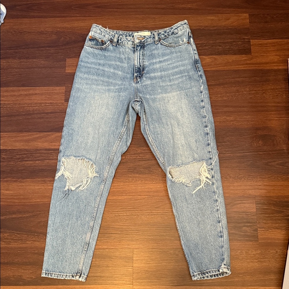 Topshop Light Blue Distressed Boyfriend Jeans